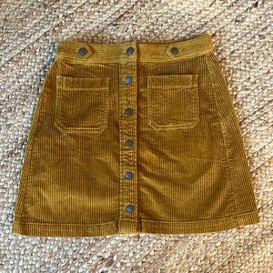 Mustard Corduroy Madewell Skirt with Black Buttons
